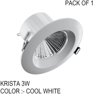 Nortek Krista 3W COB Downlight for Ceiling Cool White Pack of 1 Recessed Ceiling Light Ceiling Lamp(White)
