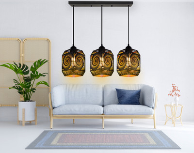 GENREE GEN - BLACK 1115 LINEAR THAALI Chandelier Ceiling Lamp(Black)