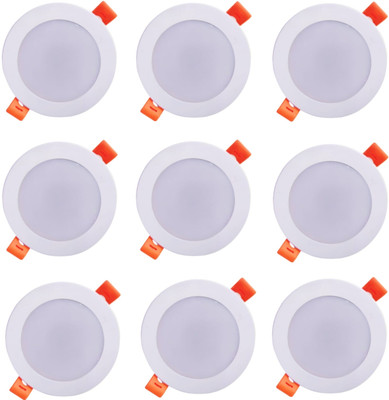 MNLight MN light 10 watt Round Led light mini indora pack of 9 Ceiling Light Ceiling Lamp(White)