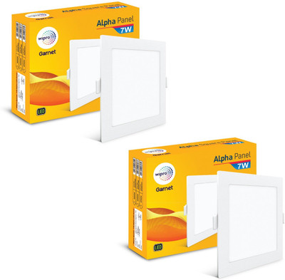 Wipro 7 W Alpha Panel Square 4000k (Pack of 2 ) Ceiling Light Ceiling Lamp(White)