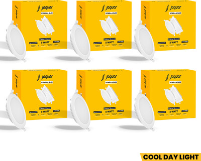Jaquar Strella Slim 5W Round Recess Down Light - Cool White (Pack of 6) Ceiling Light Ceiling Lamp(White)