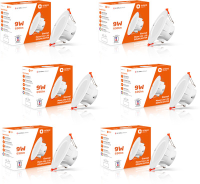 Orient Electric Eternal Moonlite 9W Downlighter - Warm White, Pack of 6 Downlighter Ceiling Light Ceiling Lamp(White)