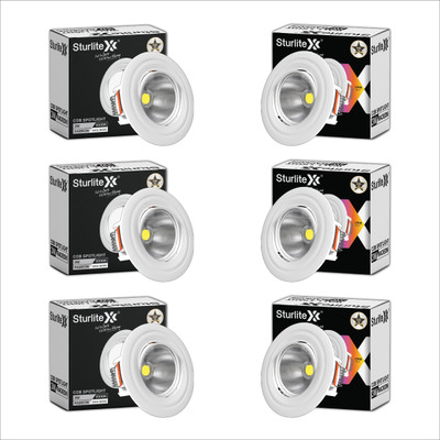 Sturlite Radeon 3W LED Spotlight With CRI Tech - (Pack of 6) Recessed Ceiling Light Ceiling Lamp(White)