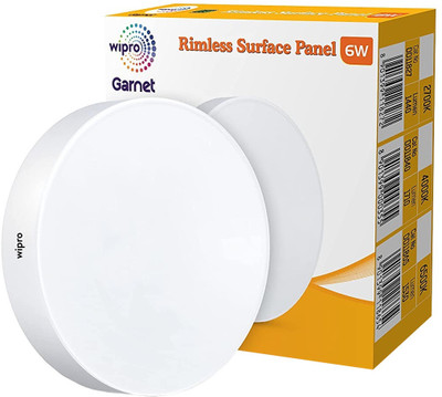 Wipro Garnet 6W Rimless Round LED Surface Panel|Warm White (Pack of 1) Ceiling Light Ceiling Lamp(Yellow) deal from flipkart