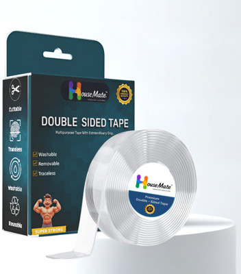 housemate Double Sided Nano Tape Heavy Duty– Strong Adhesive | Removable | Washable - Multipurpose Transparent Mounting Tape (Manual)(Transparent)