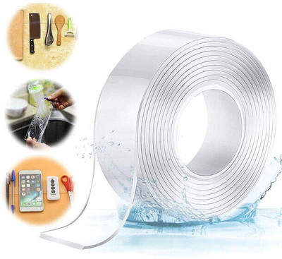 BEFLIX Heavy Duty Transparent Removable Mounting Double Tape Washable Reusable Handheld Double Sided Tape Silicon Transparent Nano Gel Tape (Manual)(Set of 1, Transparent)