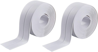 Seenoz Single Sided Handheld PVC Waterproof Self Adhesive Sealing Tape Roll for Kitchen, Sink & Bathroom (Manual)(Set of 2, White)