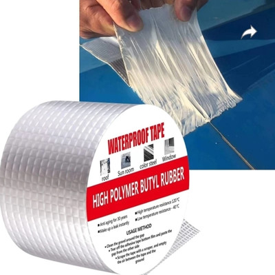 Zmoly High Polymer Butyal Rubber Suitable for Roof Leak, surface Crack, Window Sill Gap, Boat Sealing, Tank Leak Waterproof tape (Manual)(Set of 1, Silver)
