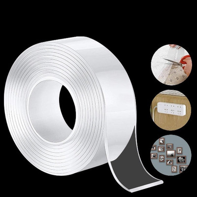 AirSoft Heavy Duty Waterproof Reusable Manual Double Sided Tape (Manual)(Set of 1, Transparent)