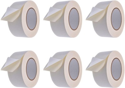 Thump Double-Sided Tissue Tape Multipurpose Sticky Adhesive for Art & Crafts School Office Household Interior Use - 48mmx30m Double-Sided Tissue Tape (Manual)(Set of 6, Transparent)