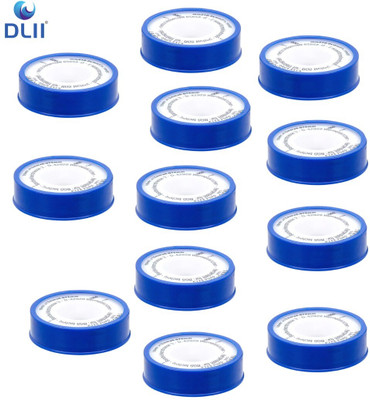 DLII Single Sided Teflon Tape Premium PTFE for Thread Seal – Blue, 12 m x 1/2 Inch (Manual)(Set of 12, Blue)
