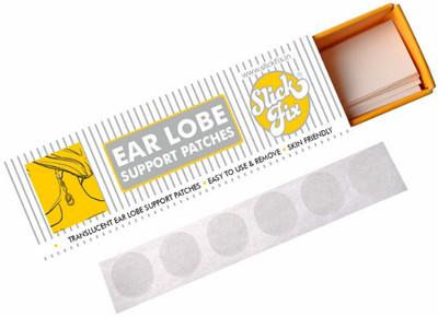 SLICKFIX Ear Lobe Tape/Invisible Ear Lobe Support Patch for Heavy Earrings Rounded Plastic Tape (Manual)(Transparant, (Pack of 72), Men & Women, Saver Pack)