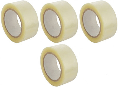 Dfix Plain Single Sided Adhesive Tape Handheld Cello Tape (72 MM/3 Inch) Packaging Tape for E-Commerce Box Packing, Office & Home Use Tape (Manual)(Set of 4, Clear)
