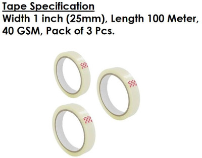Synervo Single Sided Handheld CELLO TAPE (Manual)(Set of 3, TRANSPARENT)