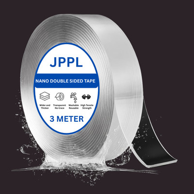 JPPL Double Sided Nano Tape With Handheld Gel Tape With Sparkle Glitter Nano Gel Cello Tape 3 Meter for Wall (Manual)(Set of 1, Transparent)