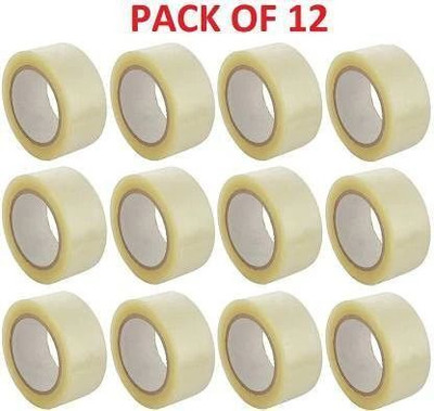 PK Packaging Hub Single Sided Handheld Cello Tapes (Manual)(Set of 12, White)