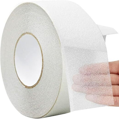 HITWA Single Sided Waterproof Texture Strong Adhesive Stairs Ladders Ramps Bathrooms Entryways Anti Slip Transparent Tape (Manual)(Set of 1, White)