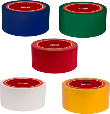 Dfix Single Sided Vastu Five Colour Tapes Green, Yellow, Red, White, Blue Each 2 Inch Wide X 25 Metres Length (Manual)(Set of 5, Multicolor)
