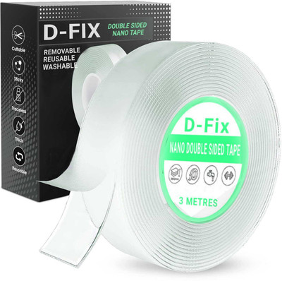 Mid Light Heavy Duty Heat Resistant Multipurpose Silicon Sticky Anti-Slip Tape Handheld Double Sided Tape Silicon Transparent Nano Gel Tape (Manual)(Set of 1, Transparent)