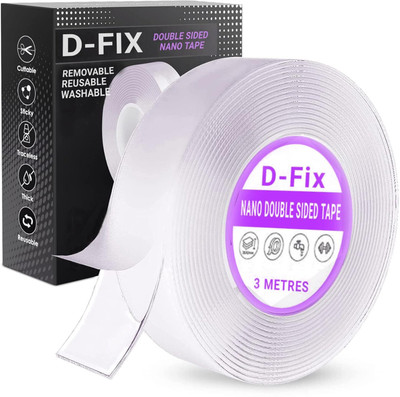 Dfix Heavy Duty Heat Resistant Multipurpose Silicon Sticky Anti-Slip Tape Handheld Double Sided Tape Silicon Transparent Nano Gel Tape (Manual)(Set of 1, Transparent)