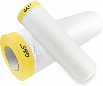 G&S Pre taped Protection Film Handheld Masking Film Tape (Manual)(Set of 2, White, (Width- 1.8 Meters (1800mm) X 20 Meters, 2))