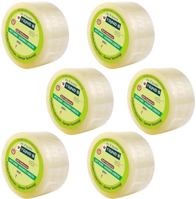 YAJNAS 3 Inchx200 Meters, Pack Of 6, BOPP Packaging Clear Transparent Tape For Home Use Manual Dispenser BOPP Packaging Clear Tape (Transparent) (Manual)(Set of 6, Transparent)