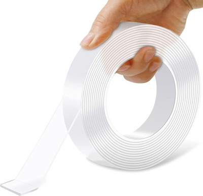 EASYCART Original Transparent Silicon tape Heavy Duty Transparent Adhesive Tape Grip Tape Handheld Dispenser Adhesive (Manual)(Set of 1, White)