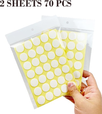 VOIISH 2 Sheets 70 Pcs Nano Double Sided Dot Tape Stickers Removable Round Small Waterproof (Manual)(Set of 2, White)