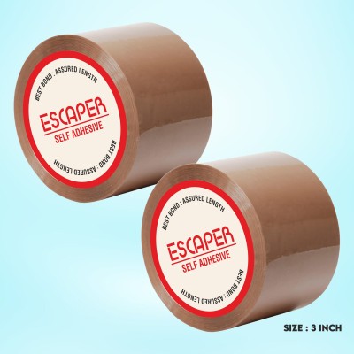 ESCAPER Heavy Duty Brown Adhesive Tape (Pack of 2 Qty - 100 meter - 3 inch) Self Adhesive One Side Self Adhesive Brown Tape (Manual)(Set of 2, Brown)