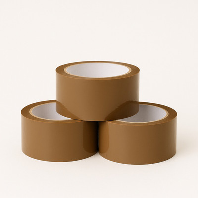 Dkstore BOPP Self-Adhesive Brown Tape | Pack of 3 | Multi-Purpose for Packaging, Decorating & DIY Tape (Manual)(Set of 1, Brown)
