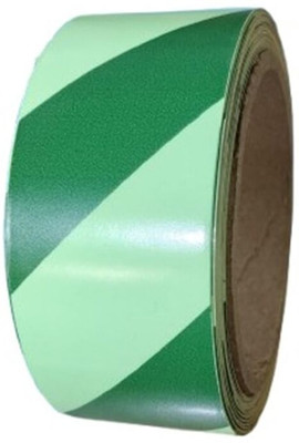 Bluebeems Single Sided Self Adhesive Floor Marking Glow In The Dark Tape Roll - 40mm X 10 mtr Radium Sticker Removable Waterproof Photoluminescent/Luminous Safety Tape (Manual)(Green)