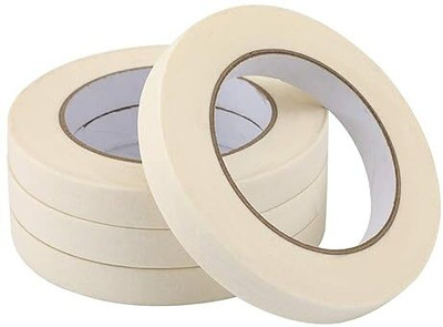 ALF High-Quality Masking tape 12mmX20mtr for Carpenters & Painters (Manual)(Set of 12, White)