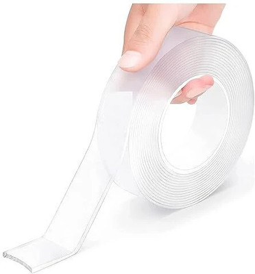 XSOURCE Double Sided Tape Wall Tape Picture Hanging Strips Poster Carpet Tape Sticky Adhesive Reusable Strong Wall Tape (Manual)(Set of 1, CLEAR)