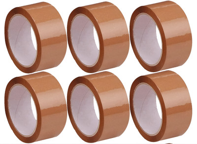 Lapeta Single Sided Handheld Dispenser BROWN BOPP Packing Tape|Cellow Tape 2InchX65Meters Long-Pack of 6 (Manual)(Set of 6, Brown)