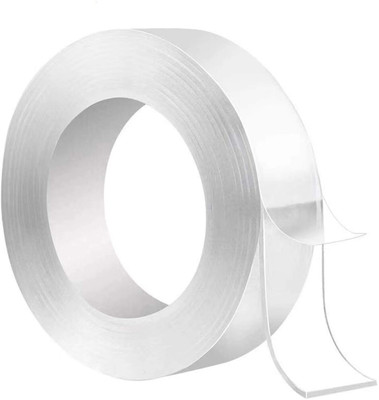BEFLIX Heavy Duty Transparent Removable Mounting Double Tape Washable Reusable Handheld 3 Meter Double Sided Adhesive Silicon Nano Tape (Manual)(Set of 1, Transparent)