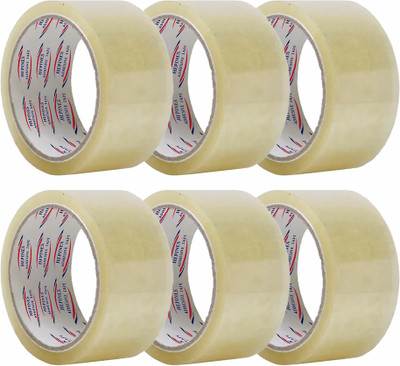 HEPINES HEPINES 2 Inch 200 Meter Pack of 6 Transparent Tape, Self Adhesive Packing Tape Manual Dispenser Transparent BOOP Cello Tape, Self Adhesive High-Strength Packing Tape (Manual)(Set of 6, Transparent)