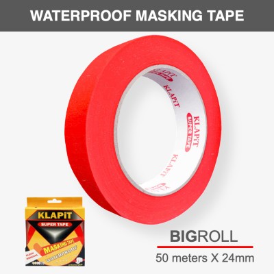 KLAPiT Waterproof Masking Tape - Single Sided Tape 24mm x 50m Handheld Masking Tape (Manual)(Set of 1, Red)