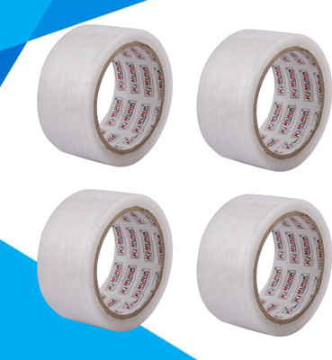 Ki Munik 3 Inch / 50 Mtr Packaging Self Adhesive Bopp Tape For E-Commerce Box Packing, Home, Office, Parcel & Carton Sealing Premium Quality White Transparent Self Adhesive Bopp Tape (Manual)(Set of 4, White)