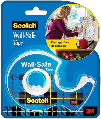 Scotch 3M Wall Safe Tape | 1 Roll with Dispenser | Holds Upto 14g | Damage Free Mounting and Decor | Removes Without Residue Cello Tape (Manual)(Set of 1, Blue)