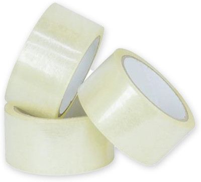 Shree Kala Home Decor Single White Transparent Adhesive Tape White Transparent 2 Inch (Manual)(Set of 3, White Transparent)