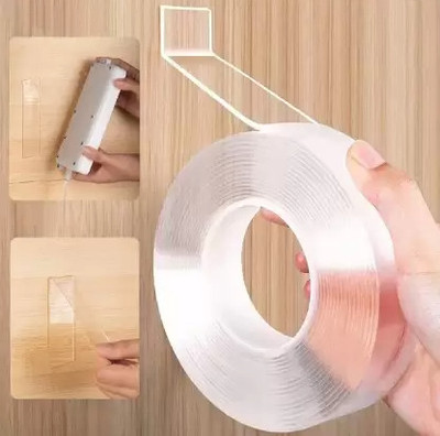 QinPin Double Sided Manual Cello Tape (Manual)(Set of 1, Transparent)
