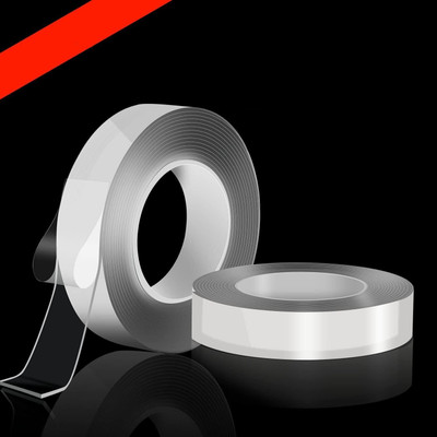 BEFLIX Heavy Duty Transparent Removable Mounting Double Tape Washable Reusable Handheld Butyl Tape (Manual)(Set of 2, White)