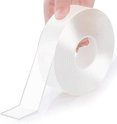 WYVERA Double Sided Small Dispenser Double Sided Transparent Acrylic Tape (Manual)(Set of 1, White)