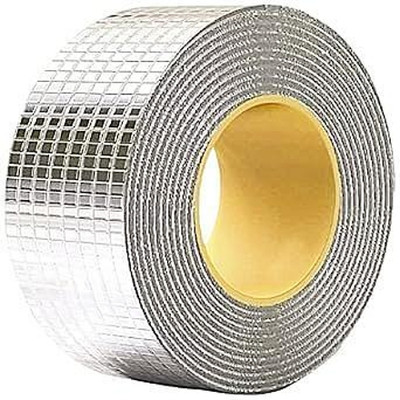 crockdile Aluminium tape 2 inch x 5 mtr Water proof Adhesive Heavy Duty Aluminium Foil Tape with Liquid Sealer Butyl Strong Tape for PipeRoof & Tank Leakage Waterproof Seal Repair Tape (Manual)(Set of 1, Silver)