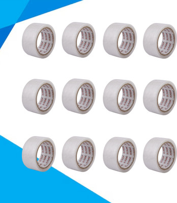 Ki Munik 3 Inch / 100 Mtr Packaging Self Adhesive Bopp Tape For E-Commerce Box Packing, Home, Office, Parcel & Carton Sealing Premium Quality White Transparent Self Adhesive Bopp Tape (Manual)(Set of 12, White)