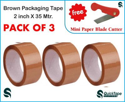 Quicktape Solutions Self Adhesive Manual One Sided Tape (Manual)(Set of 3, Brown)