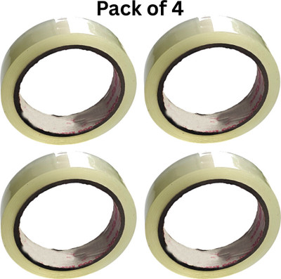 SHIVA TRADERS Transparent Tape 1 Inch High-Strength Adhesive Packing Tape Small Transparent (Manual)(Set of 4, White)