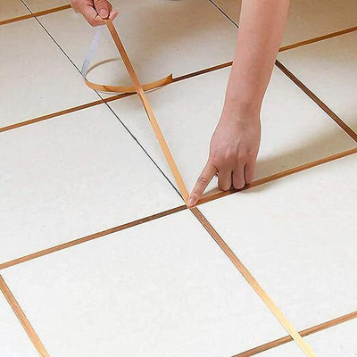 GELAI ENTERPRISE 2 Pcs Golden Tile Gap Tape, Home Tile Sticker Waterproof Tape N/A 2 Pcs Golden tiles gap tape (Manual)(Set of 1, GOLDEN)