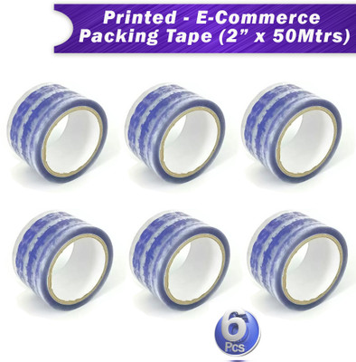 Boxer BOPP Printed E-Commerce Packing Tape 2'' Inch x 50Mtrs Self Adhesive Tape (Manual)(Set of 6, Dark Blue)