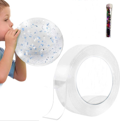VOIISH Nano Double Sided Tape With Glitter Strong Sticky Traceless Medium Nano Gel Tape (Manual)(Set of 1, Transparent)